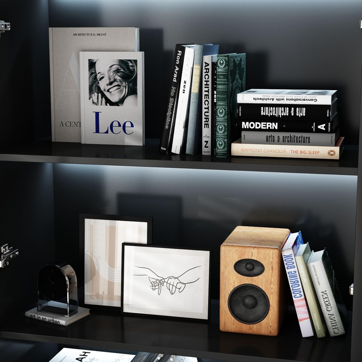 Modern LED Display Cabinet with 2 Storage Drawers, 4-Tier Aluminum Frame Tempered Glass Showcase, Push-to-Open Design, for Collectibles, Black 31.5" W x 14.2" D x 78.7" H