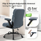SEATZONE Executive Office Desk Chair High Back Ergonomic Task Chair Computer Faux Fur Chair Home Office Chairs with Lumbar Support, Blue