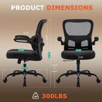 AreShark Office Chair Ergonomic Desk Chairs with Adjustable Lumbar Support, High Back Breathable Mesh Chair with Wheels& Flip-up Armrests,Rolling Swivel Comfy Task Computer Chair for Home Work Gaming
