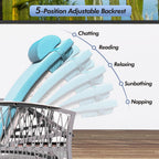 Outdoor Chaise Lounge Set of 2 Outdoor Wicker Rattan Patio Chairs Recliners with 5-Position Backrest & Thickened Cushions & Wheels for Backyard Pool Beach