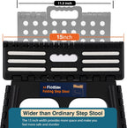 Flottian 9" Folding Step Stool for Adults and Kids 15-Inch Extra Wide Stool Holds Up to 300 lbs,Non-Slip Folding Stools with Handle,Compact Plastic Foldable Step Stool for Bathroom,Kitchen,ect,Black