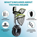 Sepetrel Pool Pole Hanger, Hooks for Poles | Wall & Fence Mounted Equipment Storage Rack with Hooks & Strap, Hose Holder for Pool Cleaning Accessories
