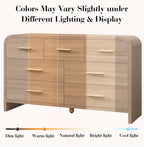 Curved 7 Drawer Dresser for Bedroom, 53.82'' Wide Chest of Drawers, Modern Storage Cabinet for Hallway & Living Room TV Stand, FSC Certified 1.18" Thick Board, 100 lbs Top Weight, Oak