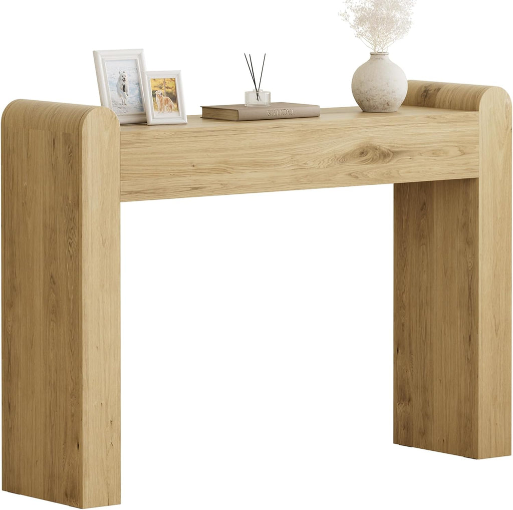 Lulive Arc Entryway Table, 47 Inch Curved Console Table for Hallway | Rounded edges and fluted texture soften narrow spaces; 11.8"D profile fits entryway, hallway, living room or behind sofa.