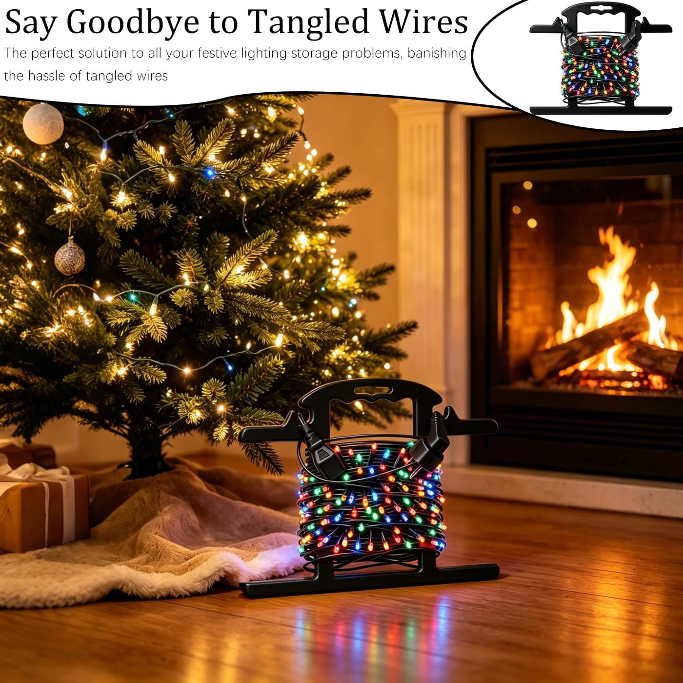 Extension Cord Holder Heavy Duty 1 Pcs, Christmas Light Storage Reels with Carrying Handle, ABS Durable H-shape Storage for Cable Management and Hose Storage, Black