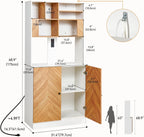 Artswish Large Pantry Cabinet with Power Outlets, Scandinavian Modern Style 4 Tier Kitchen Storage Cabinet with Microwave Stand, Kitchen Hutch with Storage for Living Room, Dining Room, Natural Color