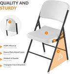 Elevon Folding Chairs Heavy Duty Plastic Chairs with 350-Pound Capacity for Home Office Camping Kitchen Dining Wedding Party Event Picnic, White, 2-Pack