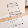Acrylic Folding Chair, Transparent Folding Chair, Portable Metal Frame Foldable Chair for Home, Office, and Events-Gray