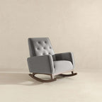 Rocking Chair, Nursery Rocking Chair, Stain Glider Rocking Chair, Light Grey Fabric Solid Wood Frame Accent Lounge Chair for Living Room Bedroom Reading, 300 lb Capacity