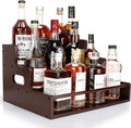Liquor Bottle Display Shelf, 3 Step Countertop Liquor Wine Rack | Coffee Syrup Rack Organizer with handles, Bar Shelf Stand, Whiskey Spirits Wine Holder for Liquor Cabinet, mini bar, Home bar