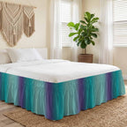 Teal Purple Ombre Bed Skirt King Size 18 Inch Drop, Wrap Around Bed Skirts, Modern Art Abstract Aesthetics Elastic Bedskirt Pleated Bed Frame Cover Luxurious Dust Ruffle for King Bed