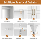 Polup Metal Armoire Wardrobe Closet, 71" Tall White Wardrobe Cabinet with 2 Doors, Hanging Rod and Adjustable Shelves, Steel Clothing Storage Cabinet for Bedroom, Home, Employee, Gym, Office