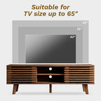 Furniway Living Room Table Sets of 2, Mid Century Coffee Table and TV Stand, Wood Coffee Table with Storage, Modern TV Stand for Bedroom, Living Room, Walnut