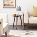 Small Oval Coffee Table, Mid Century Modern Coffee Table for Living Room, 100% Solid Oak Wood Side Table End Tables for Home (Walnut Color, 19.68" Wx13.38 Dx17.71 H)