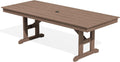 SERWALL Outdoor 84" HDPE Dining Table with Umbrella Hole for 6-8, Brown | 9-piece HDPE 84" dining table, Ideal for Outdoor Gathering