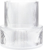 Ribbed Glass Vase, Flower Vase, Fluted Clear Vases for Flowers, Modern Vases for Living Room, Dining Table, Entryway, Shelf, Wedding, Office, Coffee Table, Birthday, 7.5 Inches