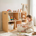 OOOK Montessori Shelf 5-Section, 2-Shelf Toy Organizers and Storage, Double-Sided Montessori Toy Storage, Ideal for Kids Room, Daycare Center, Nursery, Classroom, Kindergarten