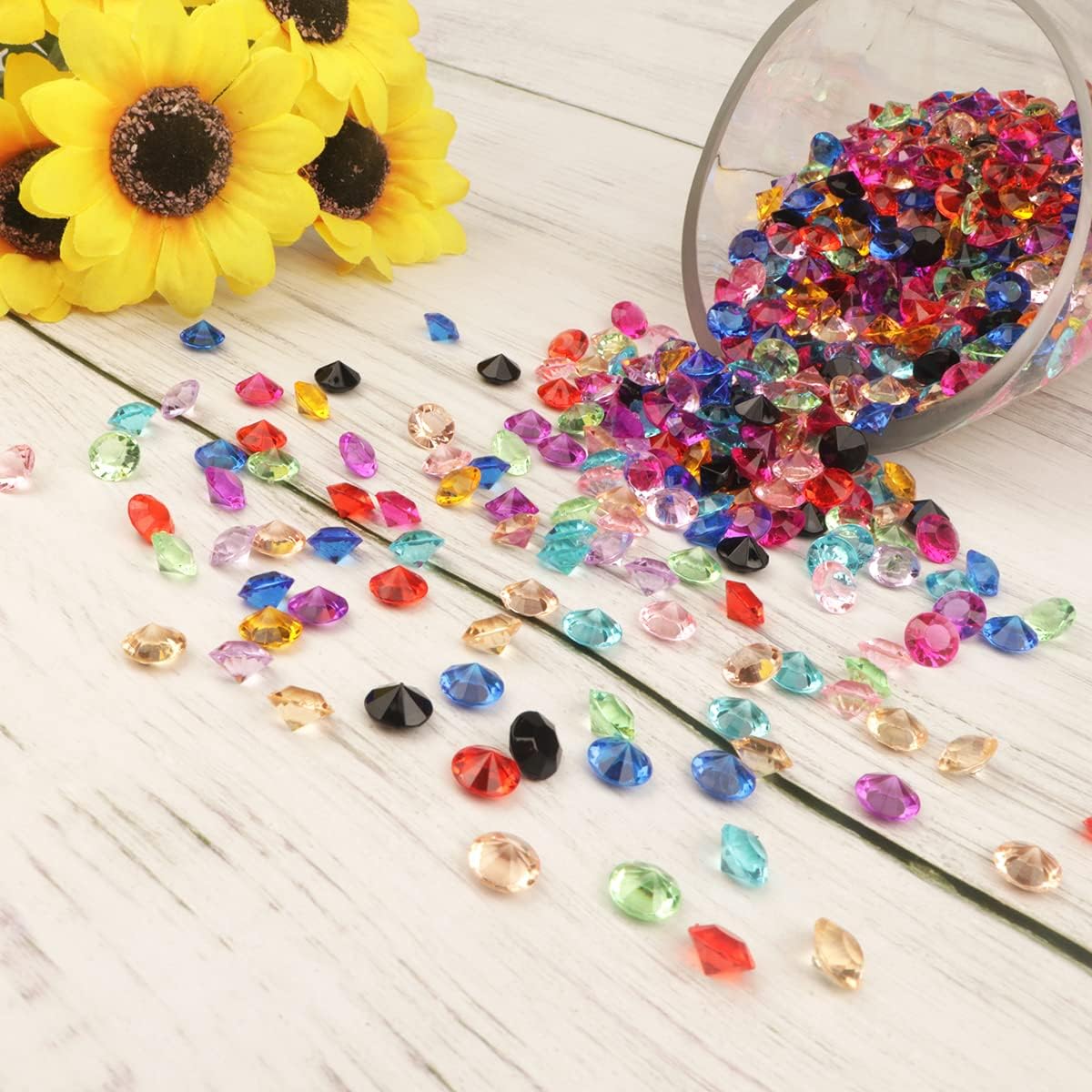 1100 Pieces Clear Wedding Table Scatter Confetti Crystals Acrylic Diamonds Rhinestones for Table Centerpiece Decorations Wedding Decorations Vase Beads Bridal Shower Decor(Multi, 10 MM)