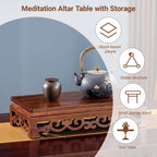 Freestanding Hollow Carving Wooden Shrine Altar Table Personal Shrine Altar Table Shelf Buddhist Prayer Altar Cabinet for Living Room, Bedroom(40 * 25 * 12cm/15.7 * 9.8 * 4.7in)