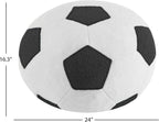 Heritage Kids Round Soccer Foam Filled Bean Bag Chair 24" x 16", Plush Sherpa Sports-Themed Foam Stuffed Ottoman Pouf, Lightweight Kids Room Decor, Playroom & Bedroom Seating