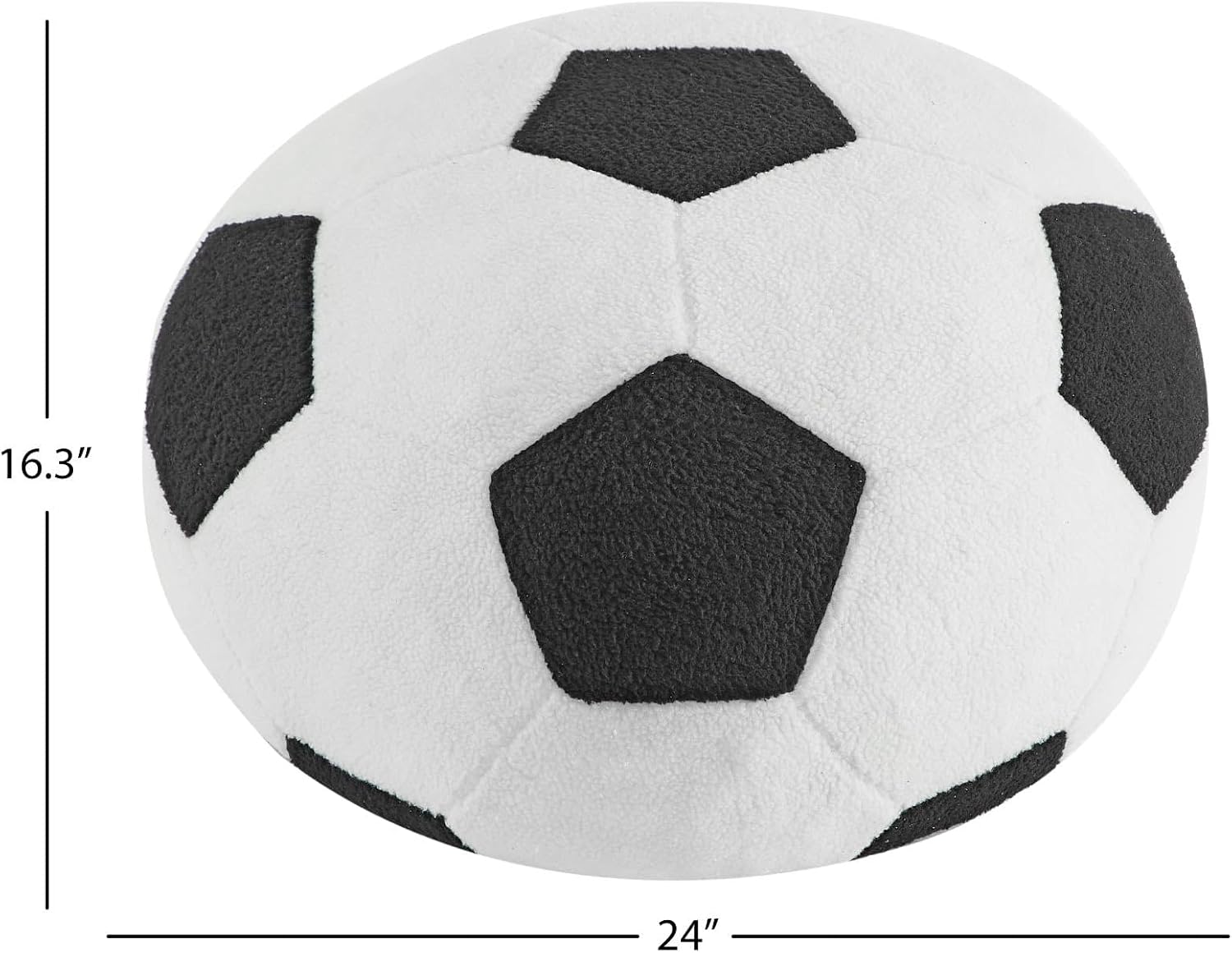 Heritage Kids Round Soccer Foam Filled Bean Bag Chair 24" x 16", Plush Sherpa Sports-Themed Foam Stuffed Ottoman Pouf, Lightweight Kids Room Decor, Playroom & Bedroom Seating