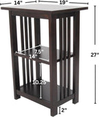 Alaterre Furniture Mission 3-Tier End Table with Vertical Slat Side Panels – Set of 2 Craftsman Style Wood Side Table with Open Storage for Living Room, Bedroom, or Cozy Reading Nook (Espresso)