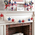 18 Pcs 4th of July Decorations Patriotic Rattan Star Decor Red White and Blue Decorations 3.1 Inch Independence Day Table Decor Party Decorations Vase Bowl Fillers