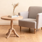 23.6'' Round Wooden End Table, Wooden Pedestal Side Coffee Tables, for Living Room, Bedroom, Entryway, Equipped with Two Stands, Available in Two Heights: 24.4'' and 28.4'', Natual