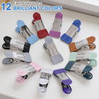 Clothes Pins Heavy Duty 72 Pack, Metal Clothespins, Chip Clips 2.17 inch, Clothespins for Clothesline Photo, Rubber Grips, 12 Colors