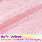 Jorbest Stuffed Animals Storage Bean Bag Chair for Kids and Adults, Luxury Velvet Stuffed Animals Bean Bag Storage, Cover Only(Sweet Pink 200 L/52 Gal)