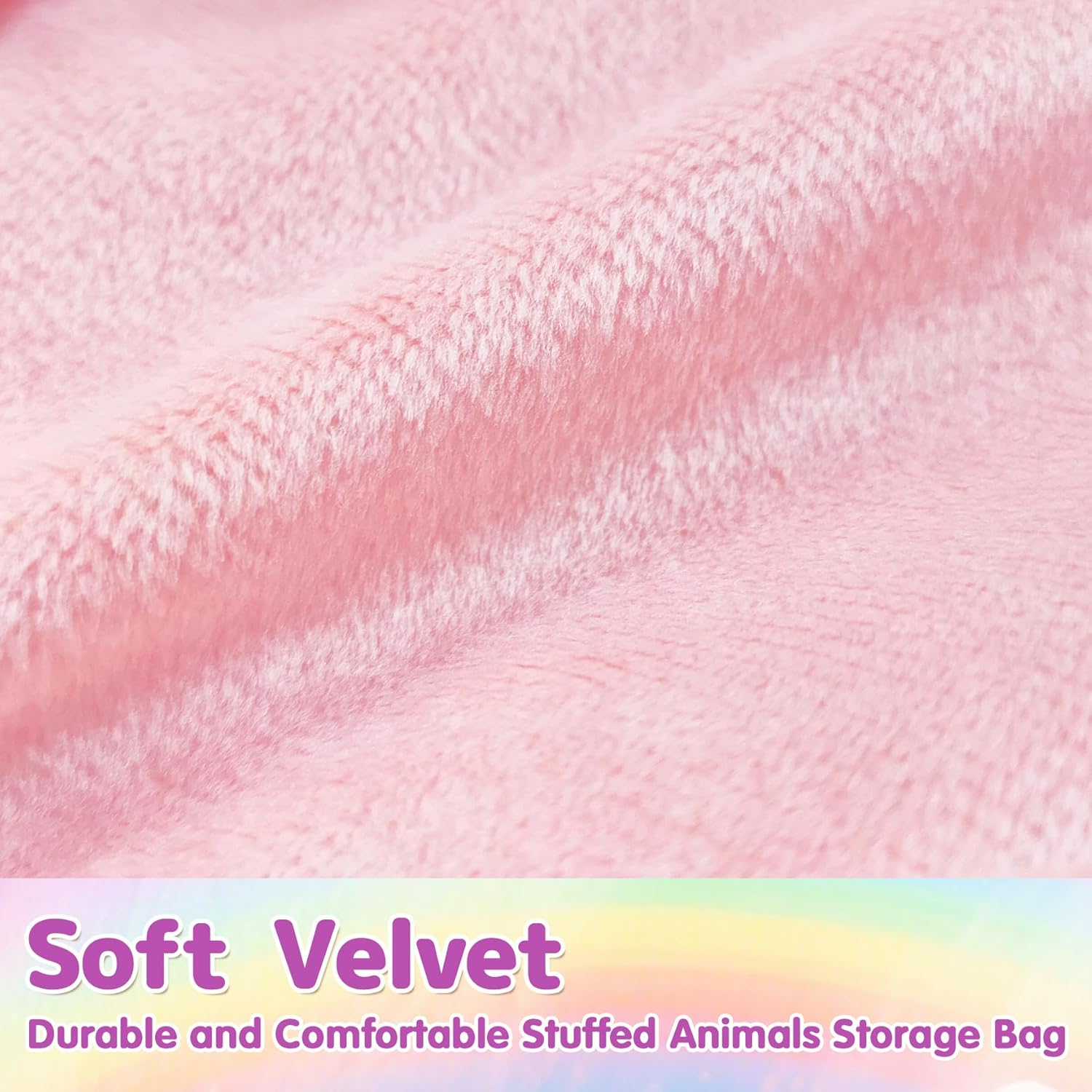 Jorbest Stuffed Animals Storage Bean Bag Chair for Kids and Adults, Luxury Velvet Stuffed Animals Bean Bag Storage, Cover Only(Sweet Pink 200 L/52 Gal)