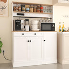 Pantry Cabinet with Charging Station,Kitchen Pantry Storage Cabinet with Microwave Stand,Freestanding Buffet Cabinet with Doors, Adjustable Shelves,Farmhouse Food Pantry for Living Room