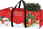 Christmas Tree Storage Bag 7.5 Ft Large Christmas Tree Bag with Reinforced Handles & Dual Zippers Wide Opening, Heavy Duty Oxford Fabric Xmas Ornament Storage Box Protects From Moisture, Dust (Red)