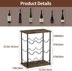 Nuovoware Wine Racks Countertop, Wine 9 Bottles Holder, Metal Wine Storage Organizer for Kitchen, Bar, Table, Cabinet, Wine Cellar, Vintage Brown