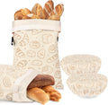 LAKE OF FIRE 16.9"x12.6" Reusable Bread Storage Bags for Homemade Bread with Reusable 2 Sourdough Proofing Covers,Food Cloth Bag Storage Box (Beige + Bread)