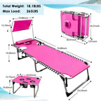 Outdoor Tanning Chair with Sun Canopy Shade & Face Hole, Folding Lounge Chair with Beach Table and Carry Bag for Poolside Sunbathing Lawn