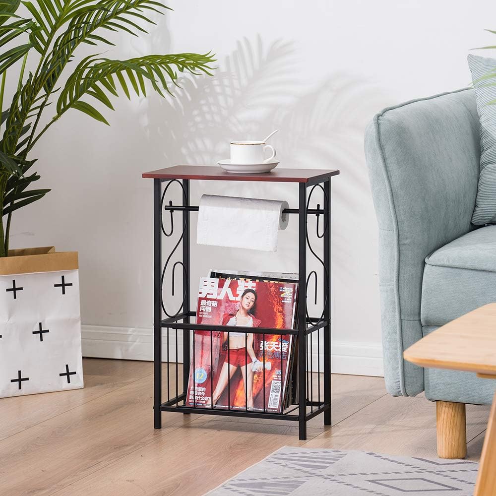 End Table,Industrial Retro Small Side Table for Small Spaces Living Room Bedroom Kitchen and Office (Coffee)