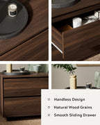 Mid Century Modern End Table with 2 Drawers, Wooden Nightstand Bed Side Table with Storage Bedside Night Stand for Bedroom Living Room Sofa, Brown