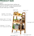 100% Solid Wood 3-Tier Ladder Shelf, Small Bookcase, Storage End Table, Open Display Stand for Living Room, Bedroom, Kitchen, Bathroom (Original Wood Color)