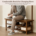 Hall Tree with Shoe Storage Bench, 3-in-1 Entryway Coat Rack with Bench, 11 Hooks, Freestanding Wooden Entryway Organizer for Mudroom, 35" Long