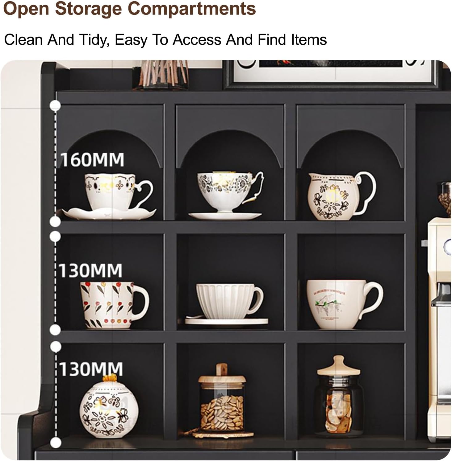 Kitchen Pantry Cabinet, Farmhouse Pantry Storage Cabinet, Freestanding Kitchen Cupboard, Modern Hutch with Storage Drawers, for Dining Room Living Room Furniture(White,128x60cm/50.4x23.6in)