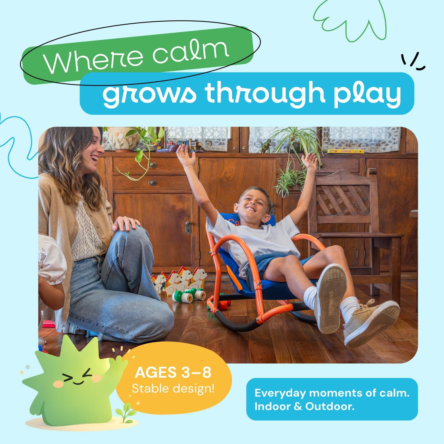Kids Rocking Chair – Sensory Rocker for Kids Ages 3-8 – Calming Chair for Autism & Sensory Play – Indoor Rocker for Focus, Relaxation & Quiet Time