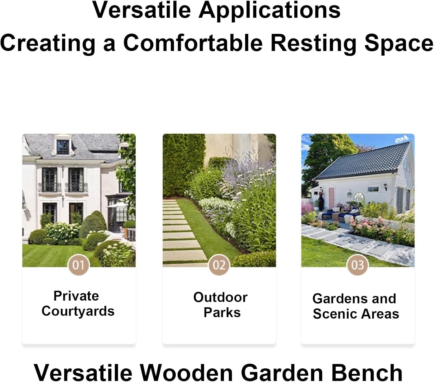 Solid Wood Outdoor Garden Benches with Backrests and Crossbeams, Capable of Supporting 1100 Lbs, Suitable for Porches and Terraces(Blue,180x38x79cm/71x15x31in)