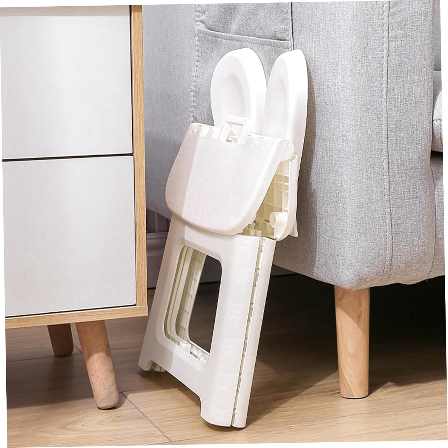 Kids Folding Chair Plastic Foldable Step Stool Toddler Chair with Rabbit Ear Back Support Heavy Duty Portable for Home Bathroom Kitchen