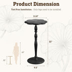 STO'SENSE Black Round Side Table,Drink Table for Small Spaces,Mid-Century Modern Accent Nightstand w/Solid Wood Leg,Sofa Pedestal Table w/Classic Sculpted Design for Living Room,Tool-Free Assembly