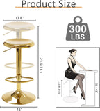CAROLMADE Bar Stools Set of 2, Adjustable Metal Bar stools Swivel Counter Height Stool, Backless Barstools for Kitchen Island Pub, Gold