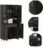Black Pantry with 1 Shelf and Drawer - Store Your Kitchen Items Efficiently Keep Well-Organized Functional