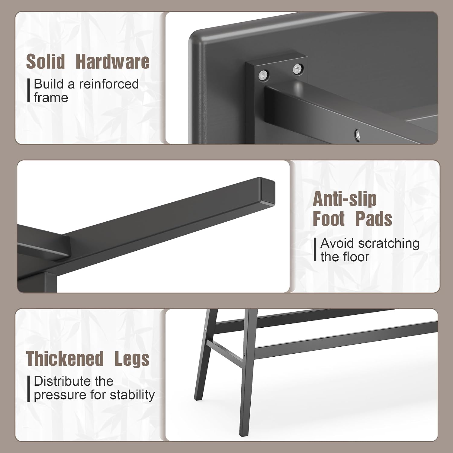 Wisuce Bamboo Dining Bench, Entryway Bench with Spindle Back (Black) | Bamboo & H-Shaped Support, Ergonomic Tilted Spindle Back, Multi-Scene Use, Easy Assembly & Maintenance
