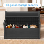 AmaVins 70 Gallon Outdoor Storage Bench Deck Box, Waterproof Lockable with Rattan-Woven Look, Outdoor Storage Furniture for Patio, Garden, Porch (Black)