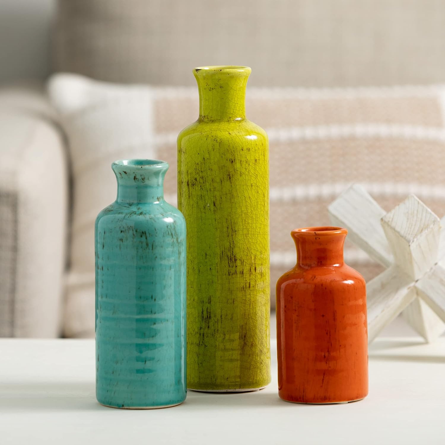 Sullivans Vase Set, Farmhouse Decor, Vases for Your Kitchen, Bedroom, Office, Living Room Bathroom, Mantle & Shelf Home Decor, Centerpiece Table Decorations (CM2334)